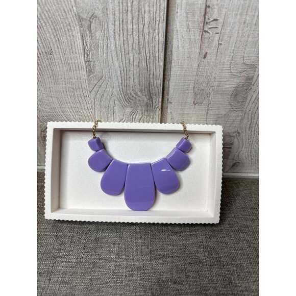 Jewelry - Purple Statement Necklace With Gold Tone Chain & Adjustable Clasp Women Fashion